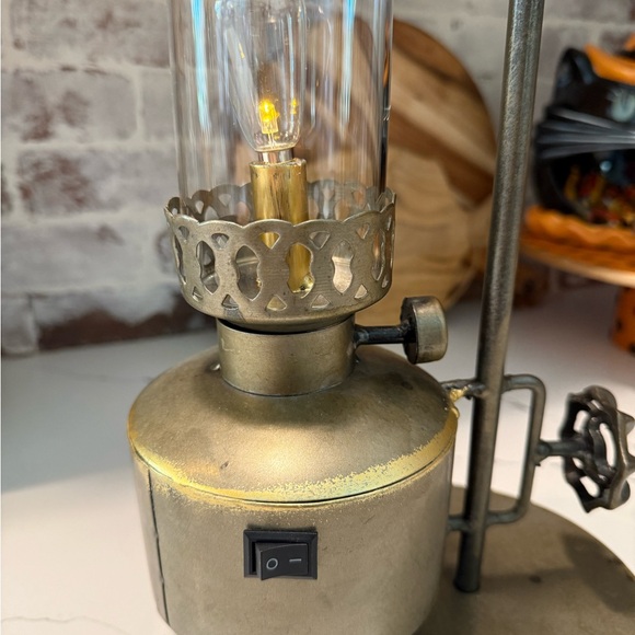 Handmade Artisan Architectural Metal Battery Operated Table Lamp - Picture 12 of 15